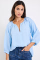 Revolutionary Sky Blue Stripe Linen Relaxed LS Top