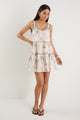 Rhythm Ivory Sketch Floral Strappy Tiered Mini Dress