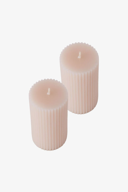 Ribbed Amber Resin Nude 10cm Set2 Pillar Candle