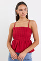 Rio Plum Pleated Bodice Strappy Peplum Top