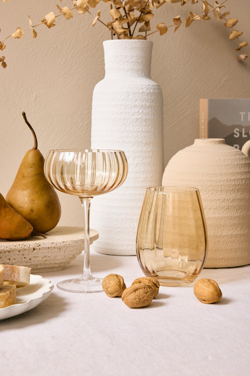 Ripple Light Amber Cocktail Glass on tabel scape