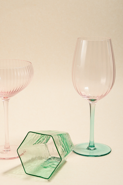 pink green wine glass