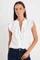 Ritzy Ivory Ruffle Front Sleeveless Top