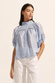 Roam Sky Blue Embroided SS Top