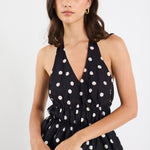 Rogue Black Polka Dot Tie Back Halter Top