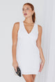 Rosalea White Linen Sleeveless Empire Mini Dress