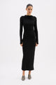 Juniper Black Mesh LS Maxi Dress