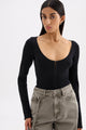 Arlotte Black Soft Rib Cotton Blend Knit Cardigan