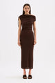 Lani Chocolate Mesh Off Shoulder Maxi Dress