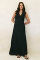 Aston Black Ditsy Polka Dot Satin Bias Flared Maxi Dress