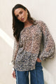 Cosmopolitan Leopard Print Crew Neck Floaty LS Top
