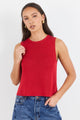 Salute Red Relaxed Sleeveless Knit Top