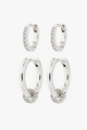 Scottie Silver Crystal Hoop Earring Set