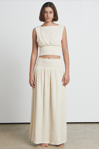 The Crinkle Cream Maxi Skirt WW Skirt Bare   