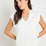 Scroll Ivory Cotton Knit Vest Top