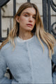 Sequel Light Blue Fluffy Knit LS Cardigan