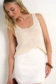 Settler Ivory V Neck Sleeveless Knit Top