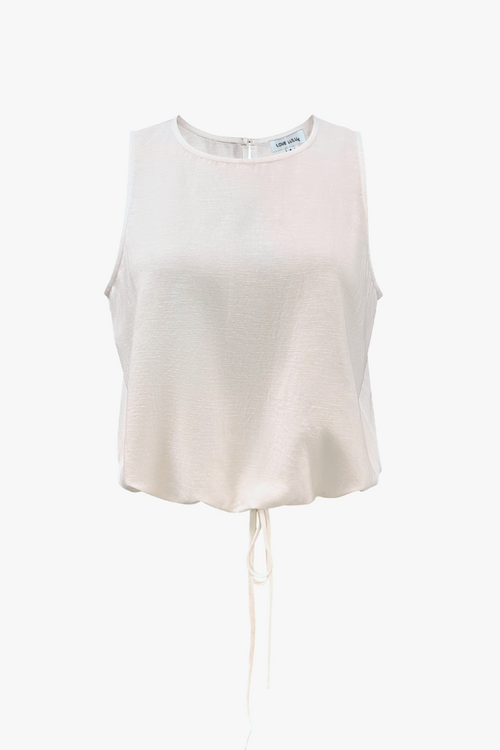 white linen shell top