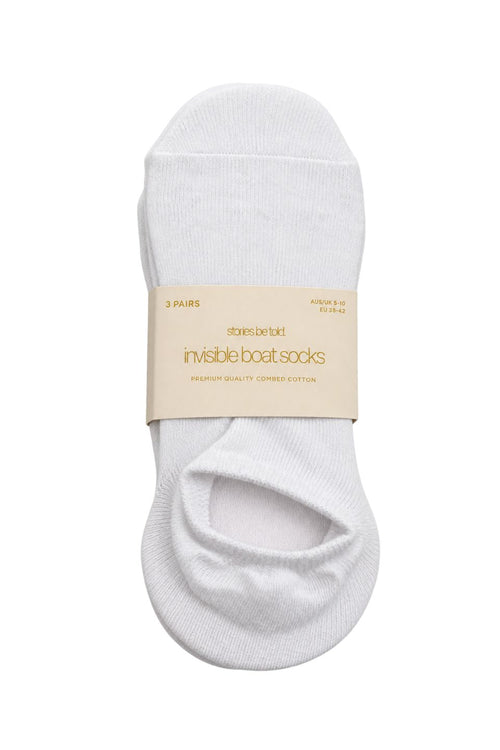 Grey and white three-pack of invisible boat socks in a soft cotton blend, designed with a low-cut profile for discreet wear with sneakers, loafers and flats.