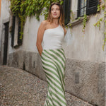 Breathe Apple Stripe Bias Maxi Skirt