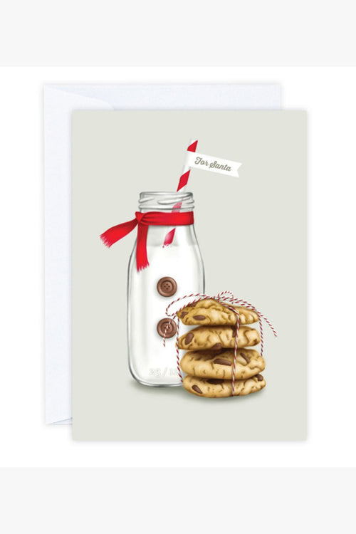 cookies and milk for santa christmas greeting card