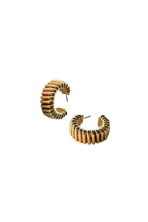 Belloro Gold Ridged Hoop Earrings