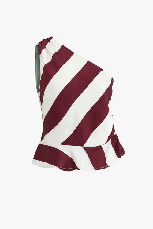 red and white stripe one shoulder