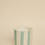 Blue Stone Stripe Small Ceramic Soy Wax Candle