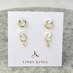 Gold huggie set earrings