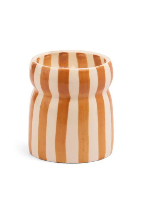 orange white striped candle