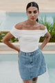 Beatnik Ivory Stretchy Bardot Off Shoulder Top