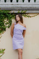 Secrets Lilac Off Shoulder Tuck Mini Dress