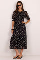 Showcase Black Polka Dot Georgette Puff Sleeve Maxi Dress