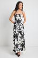 Showstopper Black White Satin Strappy Bias Slip Dress