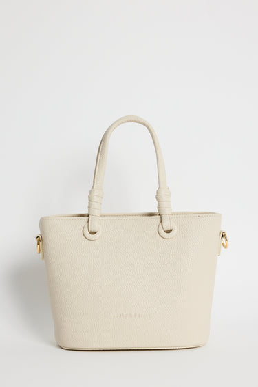 Siena Beige PU Leather Small Knot Top Handle Bag