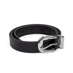 Silver Buckle Black Leather Belt