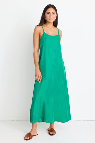 Single Green Cupro Strappy Dress