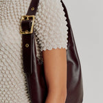 Everyday Croissant Chocolate Gold Buckle Recycled PU Shoulder Bag