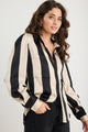 Solidify Black Sand Stripe LS Blouse
