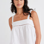 Fluid White Linen Reversible Tie Shoulder Cami WW Top Among the Brave   