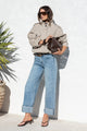 Emerge Washed Out Blue Turn Up Long Jeans
