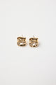 Square Pleated Gold Stud Earring