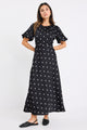 Stage Black Polka Dot Puff Sleeve Floaty Maxi Dress