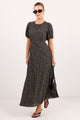 Stage Black Chiffon Polka Dot Puff Sleeve Floaty Maxi Dress