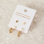 Star Sleeper Stud Set Gold Earrings