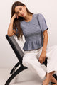 Starling Light Blue Chambray SS Shirred Bodice Top
