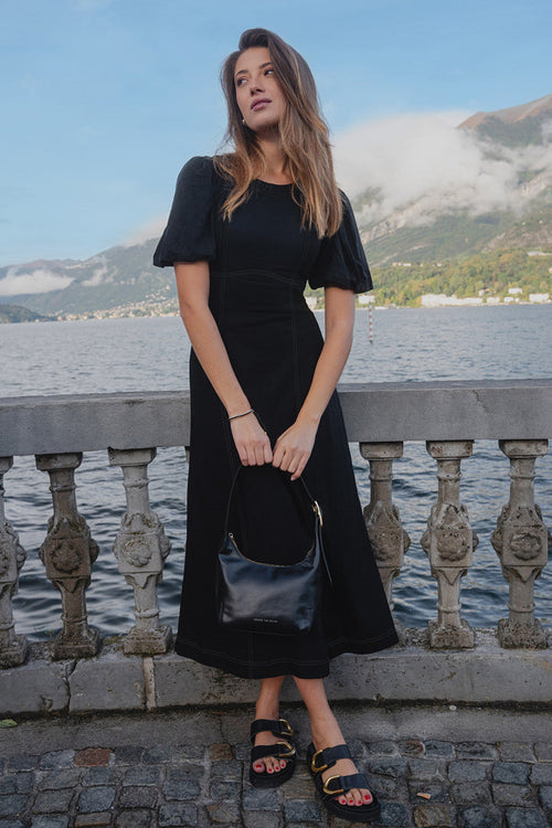 black midi dress au black midi dress au Estella Keyhole Ribbed Midi Dress Black