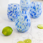 Stemless Blue Green Splatter Wine Glass