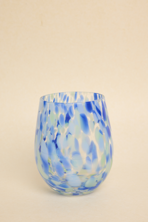 stemless blue glass