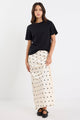 Prodigy Cream Black Polka Dot Satin Bias Cut Midi Skirt